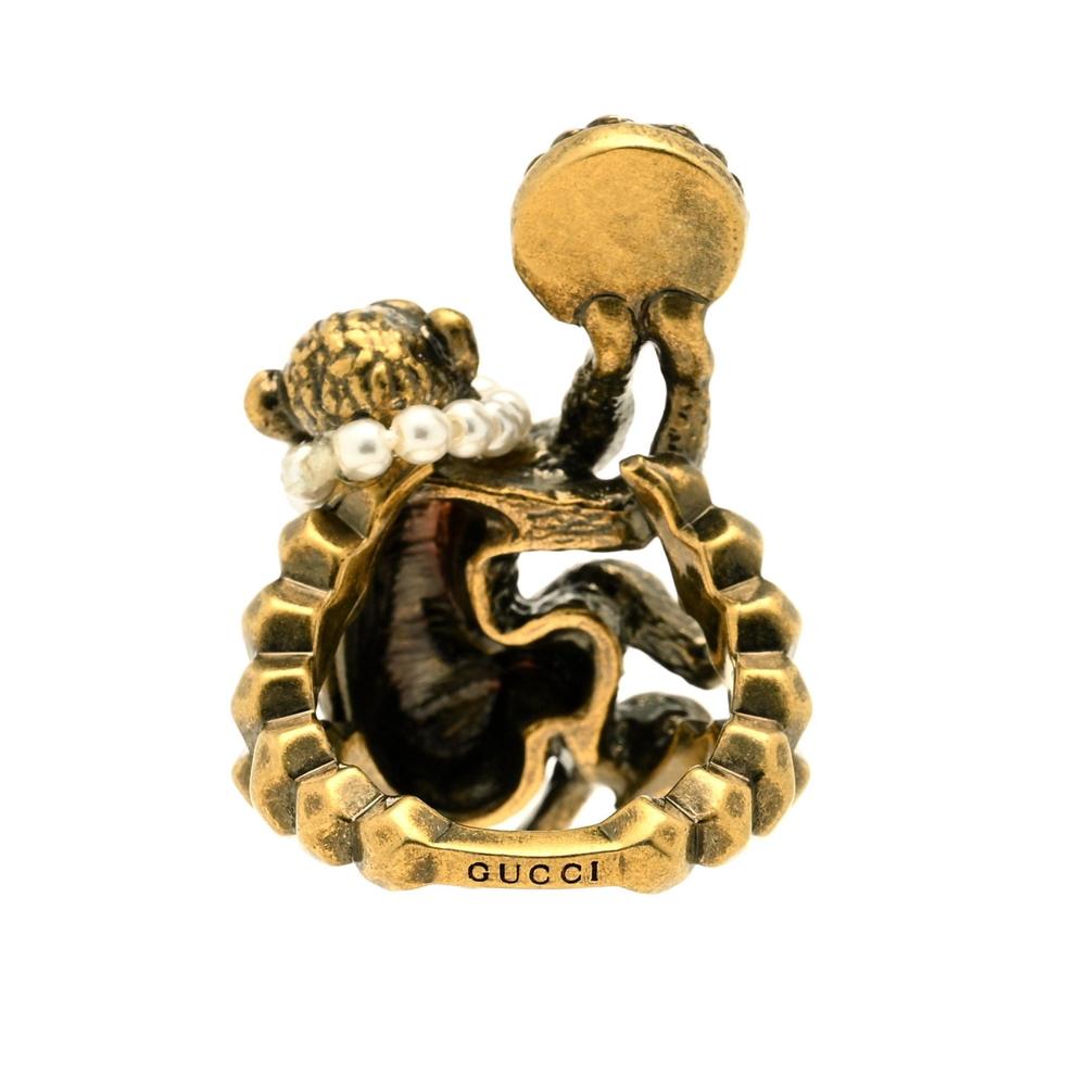 Gucci - Monkey Ring In Metal In Pearl - M - Picture 5 of 5